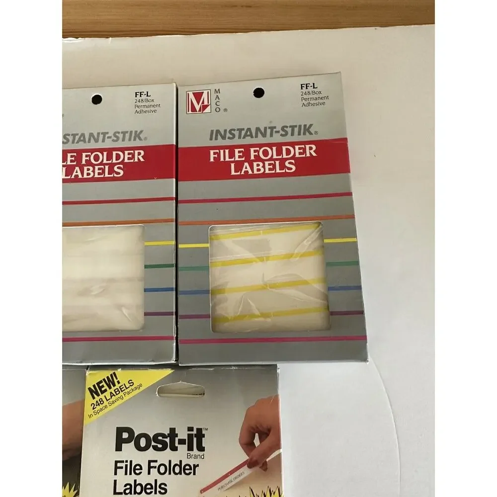 lot of 5 packs file folder labels (2x 3m post it hanging and 3x instant sticks )